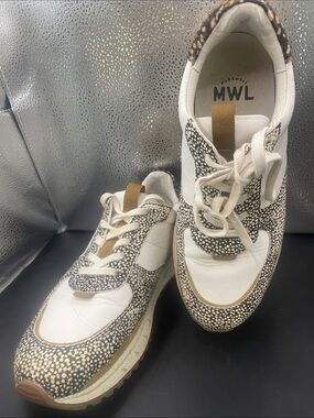 Madewell MWL Women's White & Tan Speckled Leather Sneakers 000900